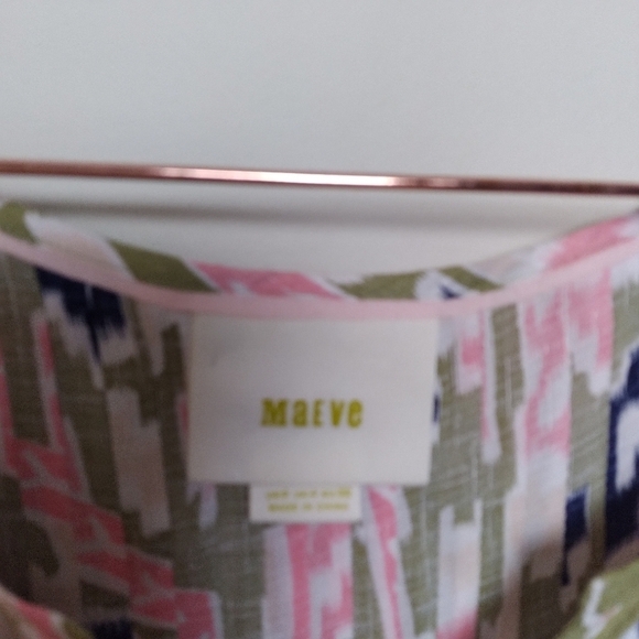 Anthropologie Maeve Ikat Print Pleated Button Front Sleeveless Tank Top Size 0 - Picture 6 of 9